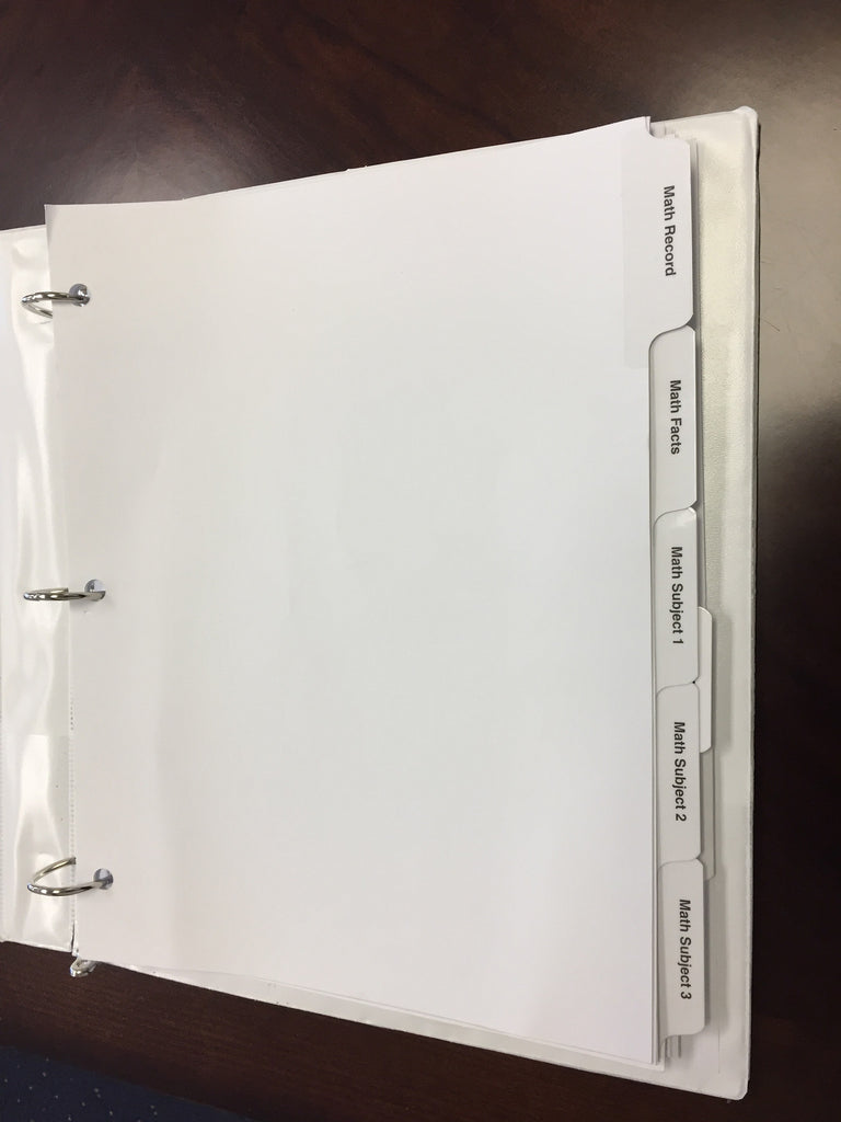 Math - 3 Ring Binder Dividers – Tutoring Club