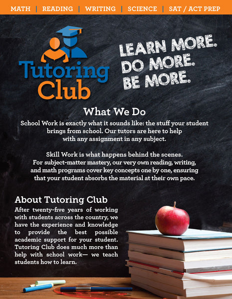 Tutoring Club Sell Sheets